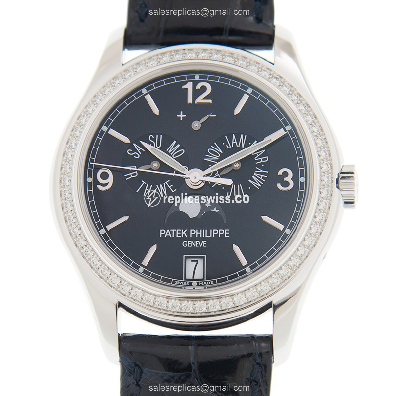 Elegant Patek Philippe 5147G-001 Replica in 18kt White Gold, Automatic Movement, Blue Dial Watch