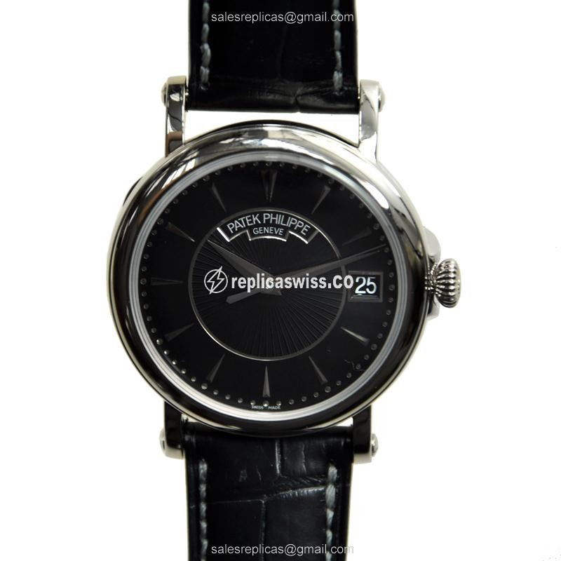 Elegant Patek Philippe 5153G-001 Calatrava Replica in 18kt Gold, Manual Wind, Black Dial &