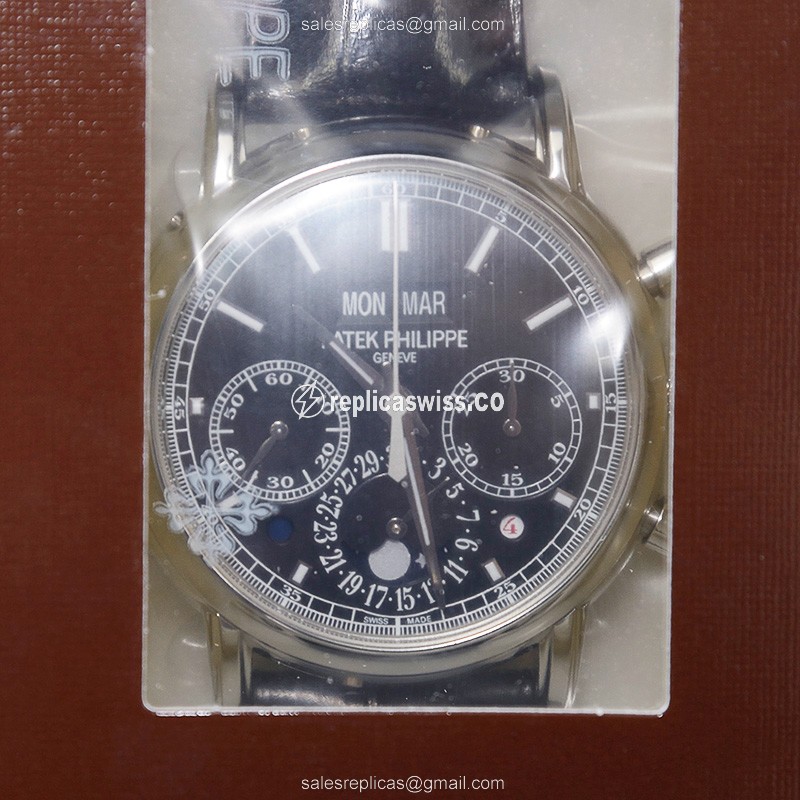 Elegant Patek Philippe 5204P-011 Replica Watch | Manual Wind, 18kt Gold Case, Black Dial &
