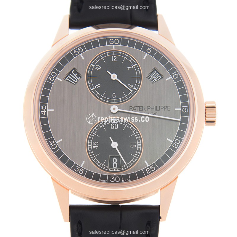 Elegant Patek Philippe 5235-50R-001 Replica with Automatic Movement Gray Dial on Alligator