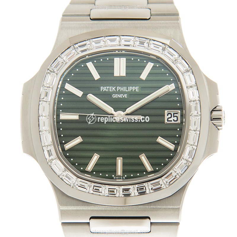 Elegant Patek Philippe 5711/1300A-001 NAUTILUS Replica in Stainless Steel & Green Diamond Dial Watch
