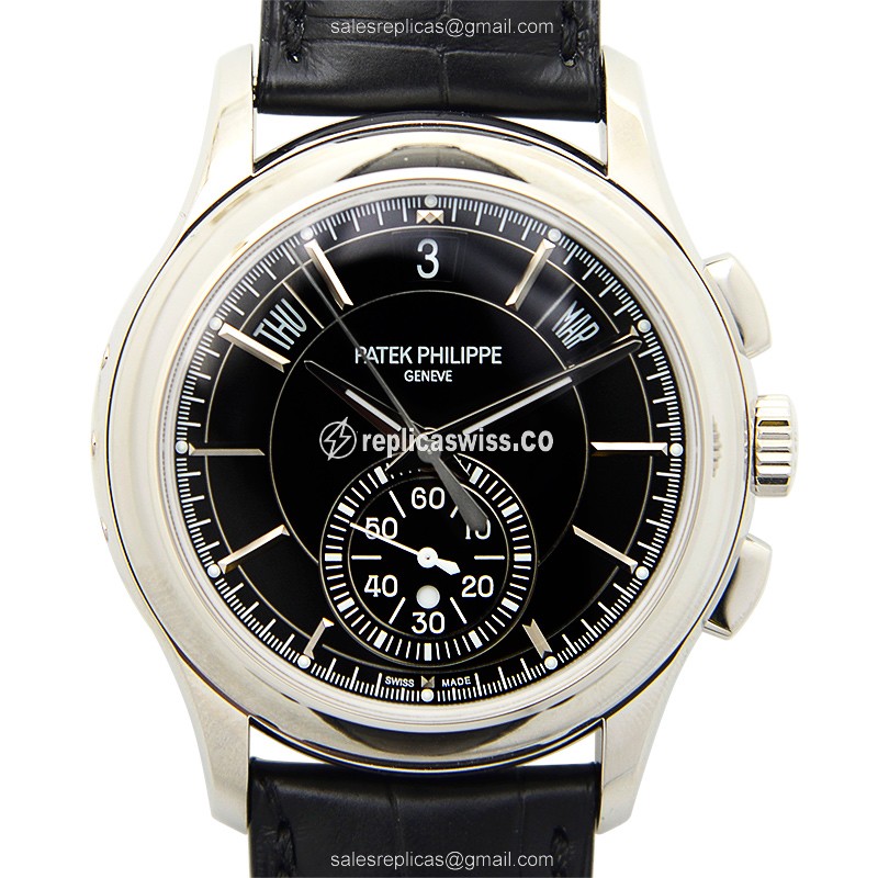Elegant Patek Philippe 5905P-010 Replica in Black Dial & 950 Platinum Case with Automatic Movement