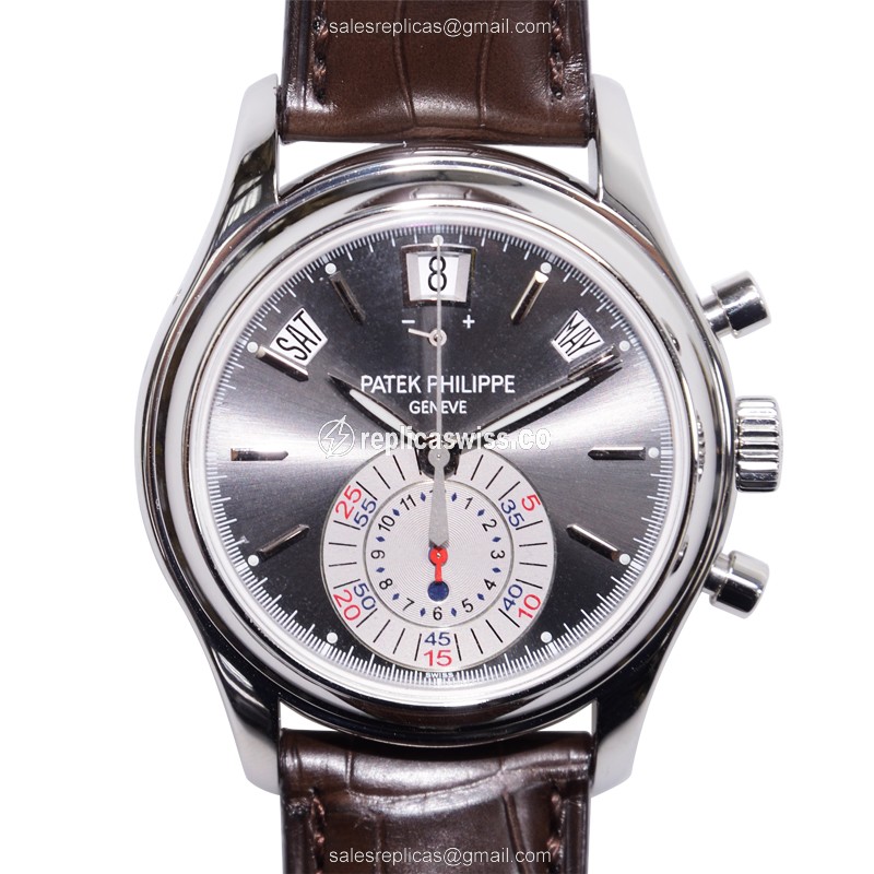 Elegant Patek Philippe 5960P-001 Replica with Automatic Movement & Dark Grey Dial on Brown