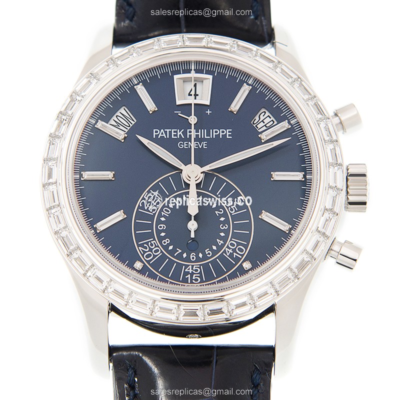 Elegant Patek Philippe 5961P-001 Replica with Blue Dial, Automatic Movement, 18kt White Gold
