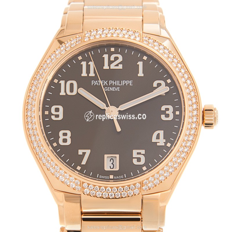 Elegant Patek Philippe Twenty-4 Replica in 18kt Gold, Automatic Movement & Brown Dial Watch