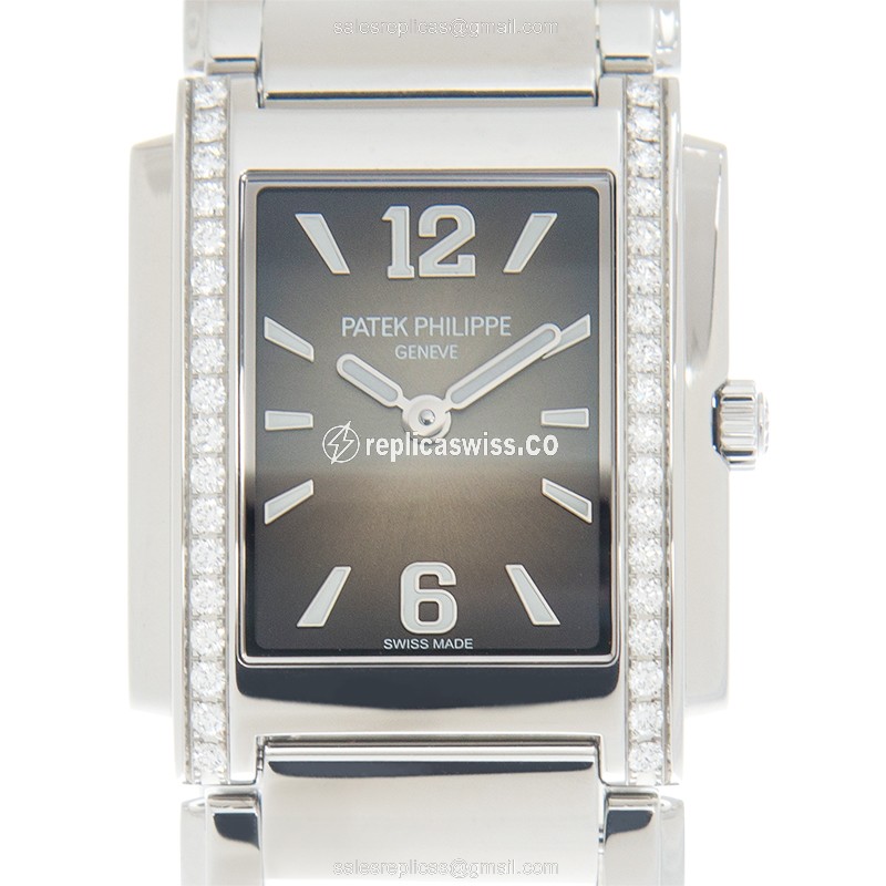 Elegant Patek Philippe Twenty-4 Replica in Black Dial & Stainless Steel Case, Quartz Movement Watch