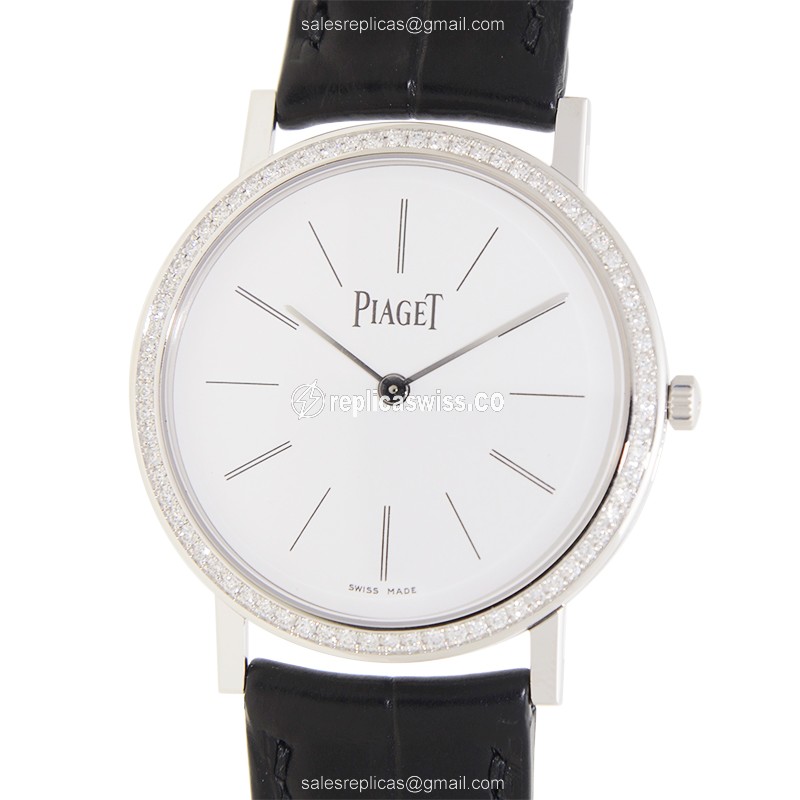 Elegant Piaget Altiplano Replica in 18kt White Gold, Manual Wind, White Dial with Diamond