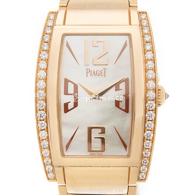 Elegant Piaget G0A32094 Limelight Quartz Replica in 18kt Gold with White Dial Diamond Bezels