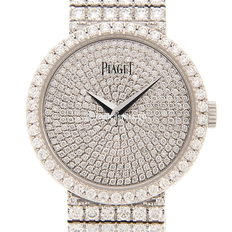 Elegant Piaget G0A38020 Tradition Manual Wind Replica, 18kt White Gold Case & Diamond Dial Watch