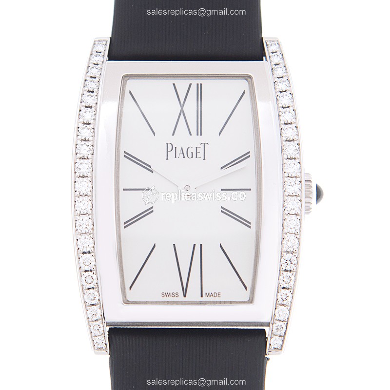 Elegant Piaget G0A39189 Limelight Quartz Replica in 18kt White Gold, White Dial & Silk Strap Watch