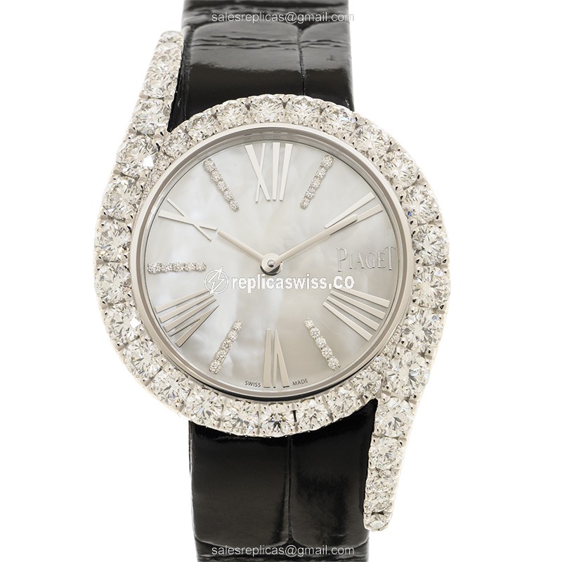 Elegant Piaget G0A46180 Gala Replica in White Gold & Diamond Crystal Case Watch