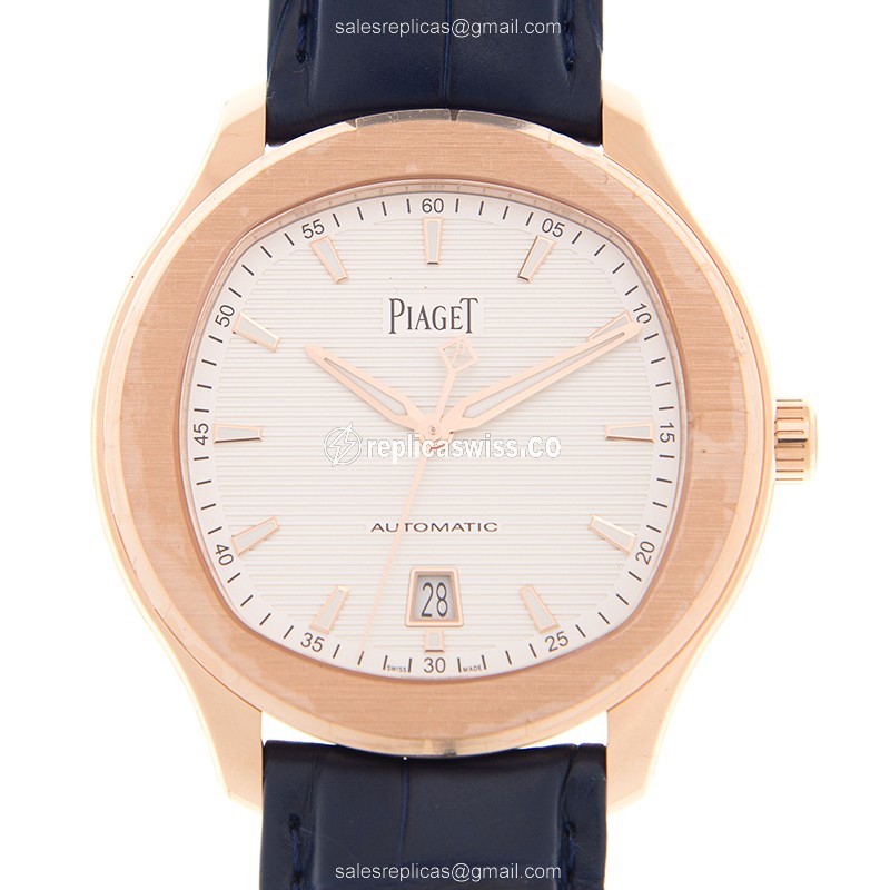 Elegant Piaget Polo Automatic Replica in 18kt Rose Gold & White Dial Watch