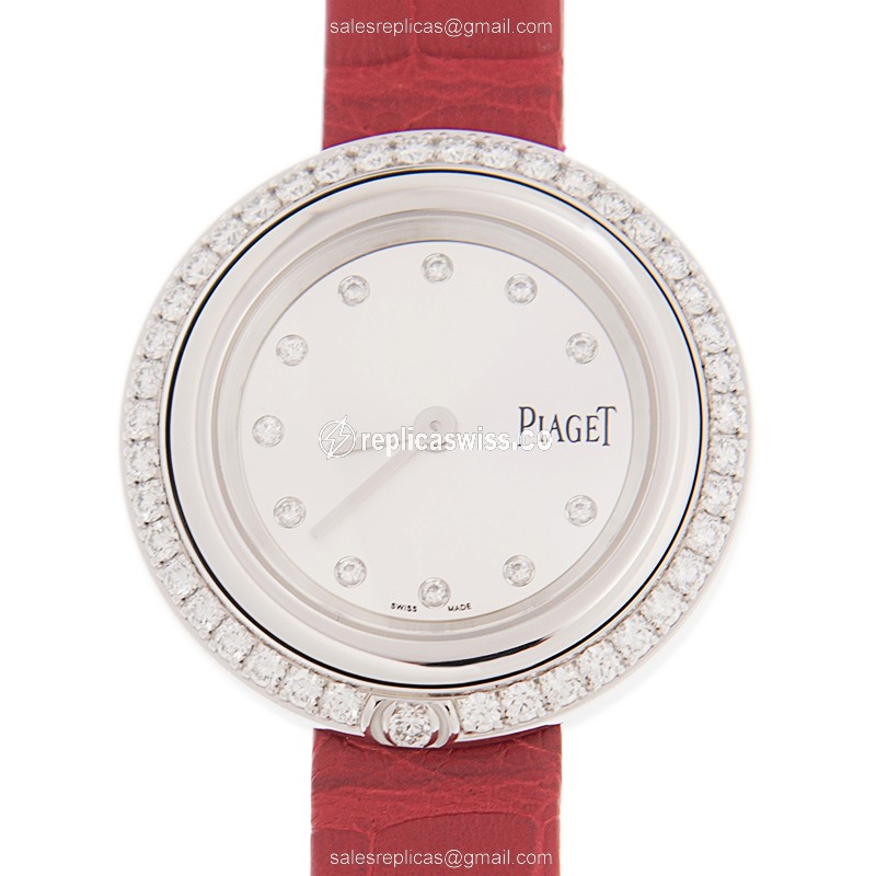 Elegant Piaget POSSESSION Replica Watch in 18kt White Gold with Silver Dial & Alligator strap