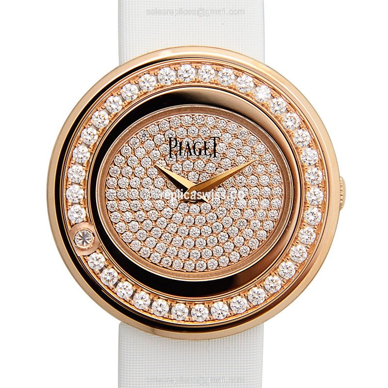 Elegant Piaget POSSESSION Replica Watch | Rose Gold Case, Satin White Strap | Quartz Movement