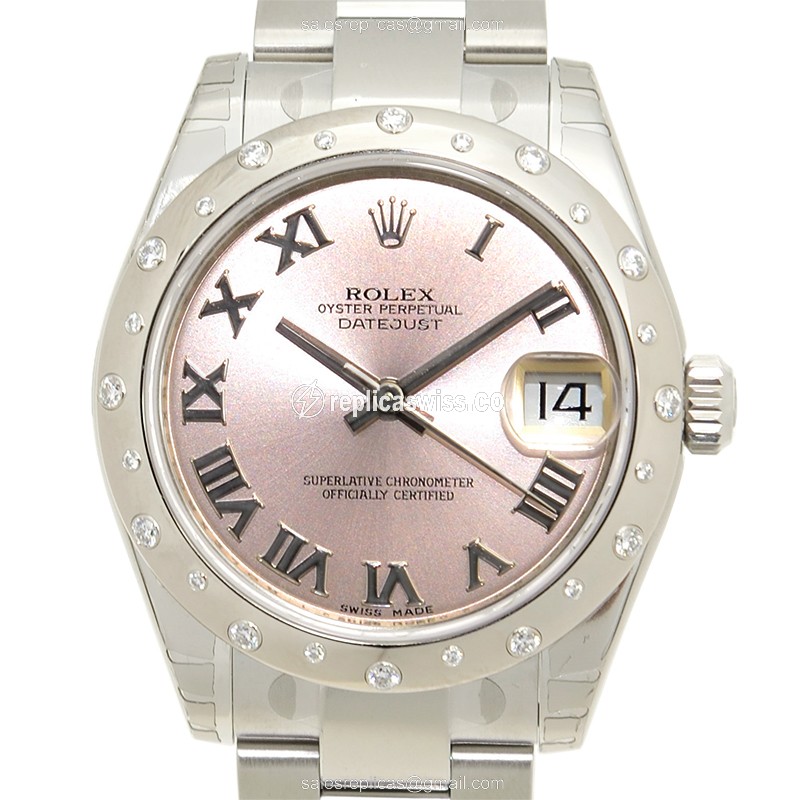 Elegant Pink Dial Rolex Lady Datejust Replica, Automatic Movement & Steel Case Watch