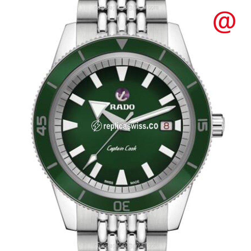 Elegant Rado Captain Cook Automatic Replica in Green Dial & Stainless Steel Case Watch