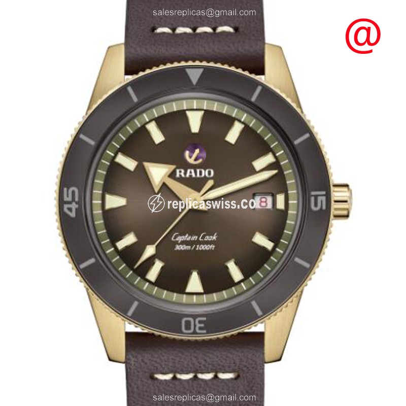 Elegant Rado Captain Cook Replica in Bronze, Automatic Movement & Brown Dial, Genuine Sapphire