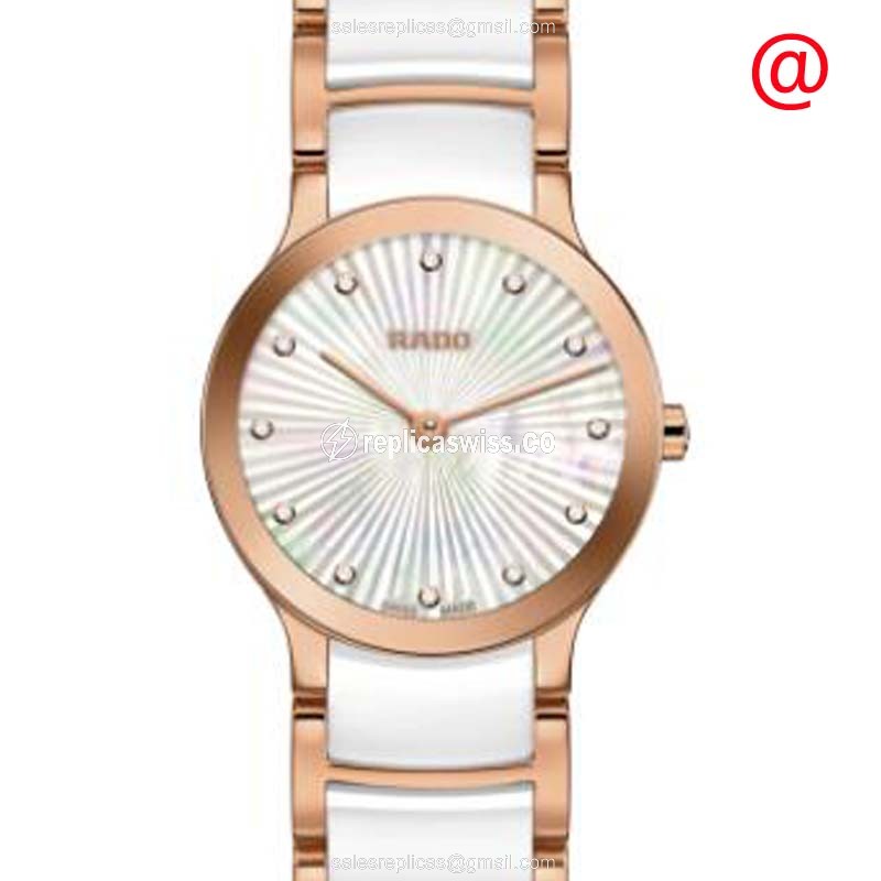 Elegant Rado Centrix R30186912 Replica Watch | White Dial, Gold-Plated Case
