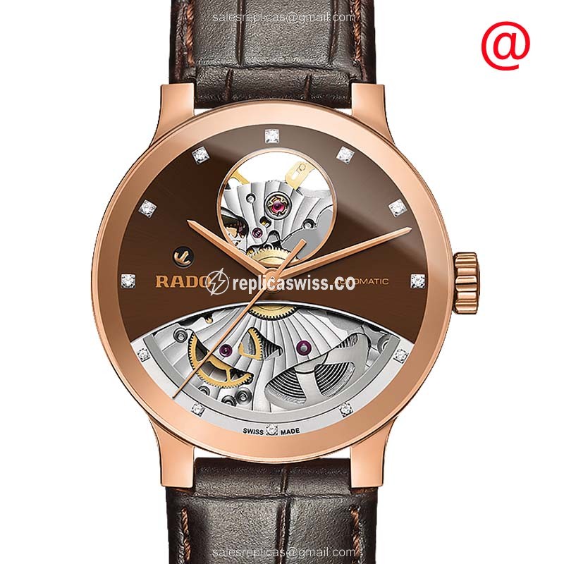 Elegant Rado Centrix R30248715 Replica Watch | Automatic Movement, Brown Leather Strap