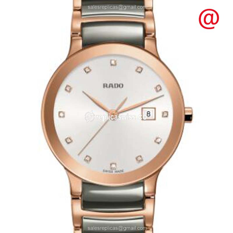 Elegant Rado Centrix R30555762 Replica, Beige Dial, Gold-Plated Case & Gold Strap Watch