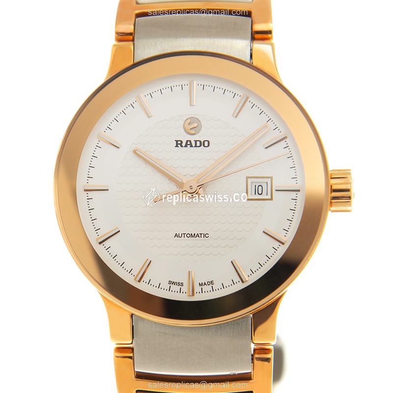Elegant Rado Centrix Replica Watch | Automatic Movement, White Dial & Gold Case