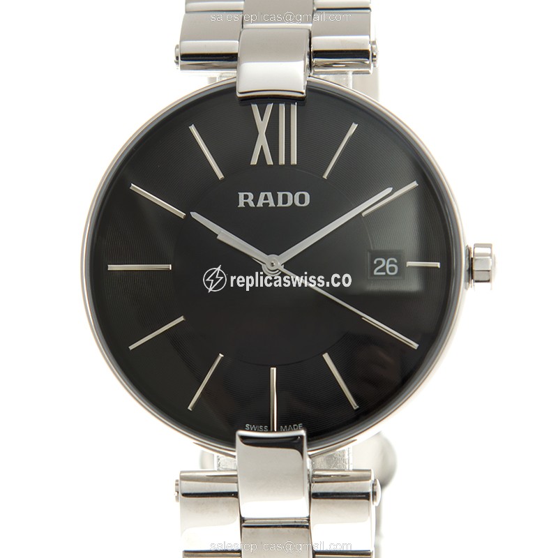 Elegant Rado R22852153 COUPOLE CLASSIC Replica with Black Dial Stainless Steel Case Watch