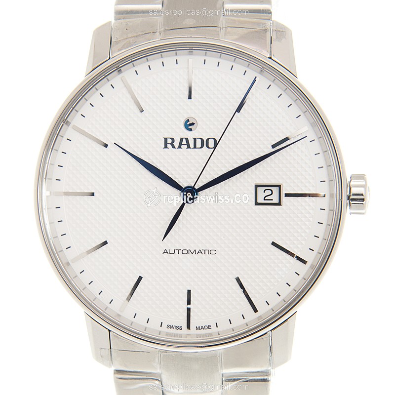Elegant Rado R22876013 Coupole Classic Replica, Automatic Movement, White Dial & Silver Steel Strap
