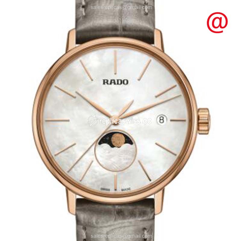 Elegant Rado R22885945 Coupole Classic Replica in White Dial & PVD Gold Case Watch