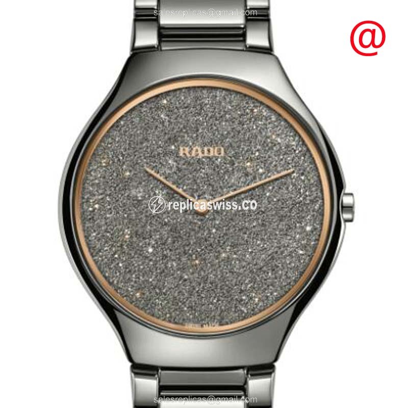 Elegant Rado R27010102 Quartz Ceramic Replica Watch with Gray Dial & Ceramic Strap