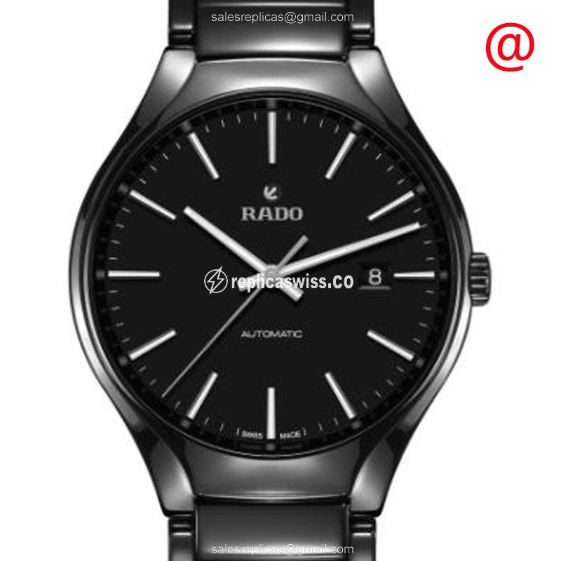 Elegant Rado R27056152 Replica Watch with Black Ceramic Dial Automatic Movement