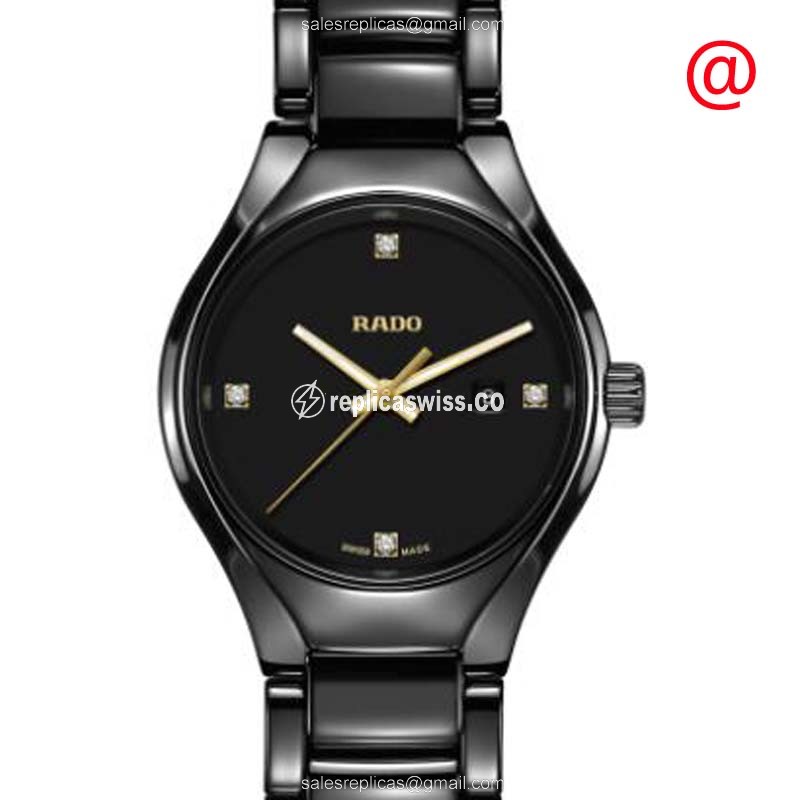 Elegant Rado R27059712 Replica Watch in Black Ceramic with Swiss Quartz Movement