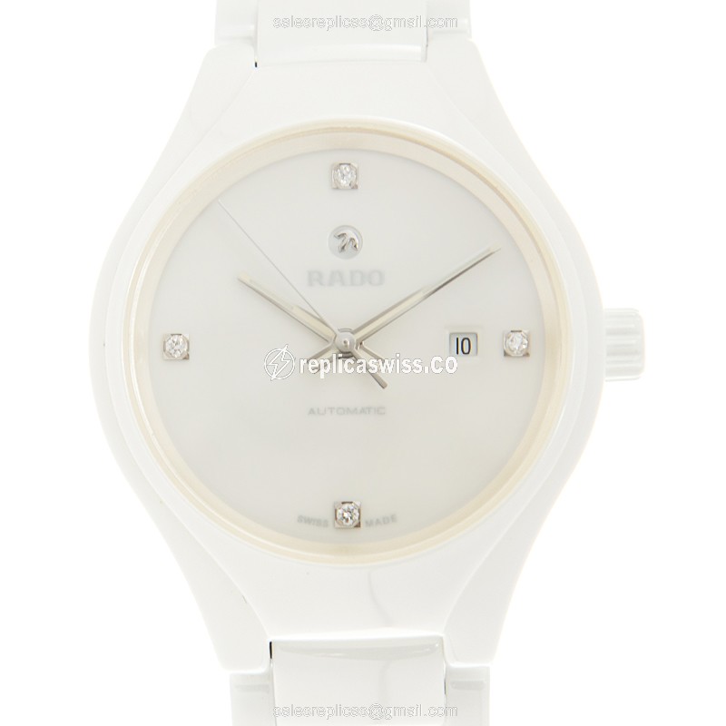 Elegant Rado R27244712 Replica Watch with White Ceramic Case Automatic Movement