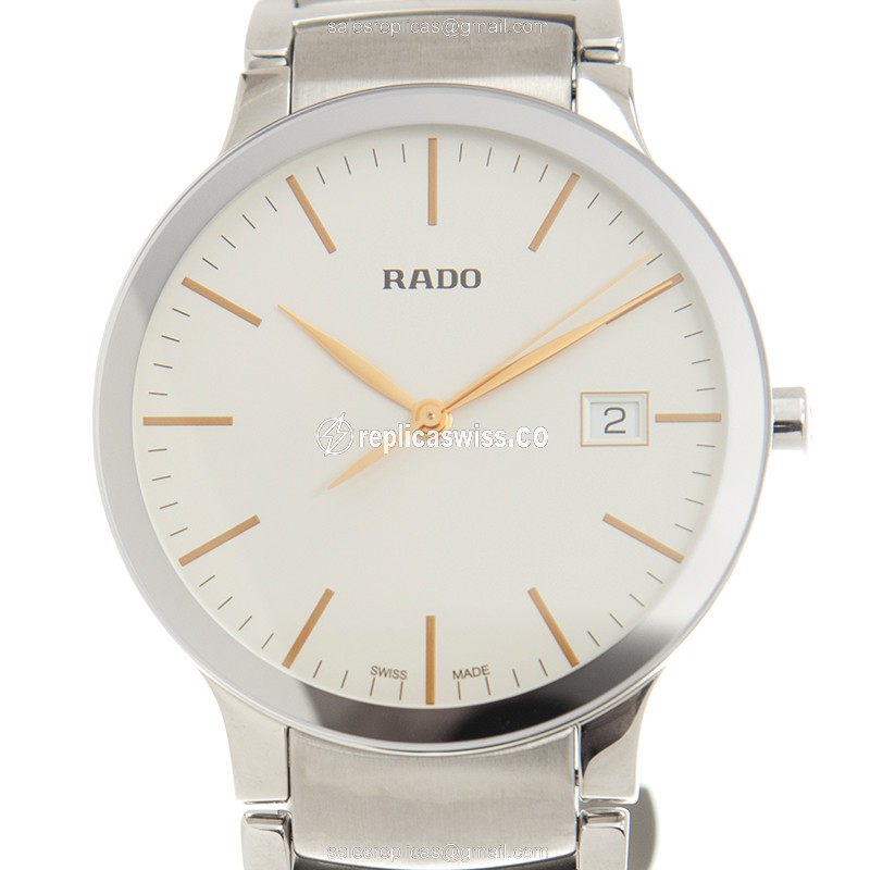 Elegant Rado R30927123 Centrix Replica in Stainless Steel Case with White Dial Silver Steel