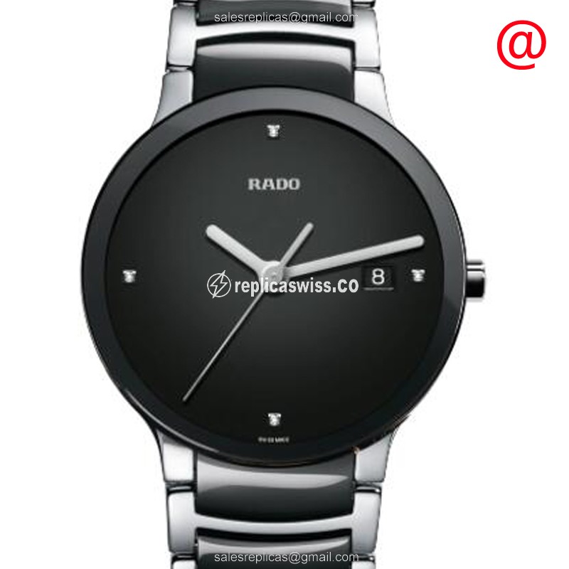 Elegant Rado R30934712 Centrix Replica in Black Dial Stainless Steel Case Watch