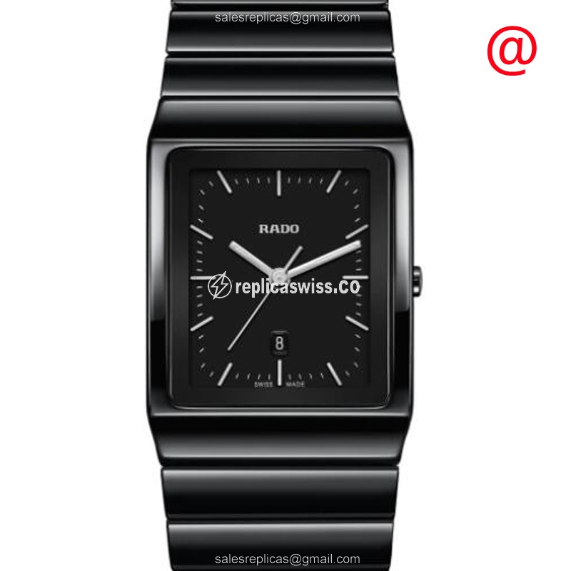 Elegant Rado TRUE SQUARE Replica in Ceramic Case & Black Dial, Precision Quartz Movement Watch