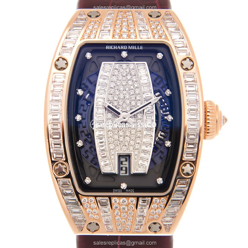 Elegant Richard Mille RM007 AH PG Automatic Watch in 18kt Rose Gold with Silver Dial & Red
