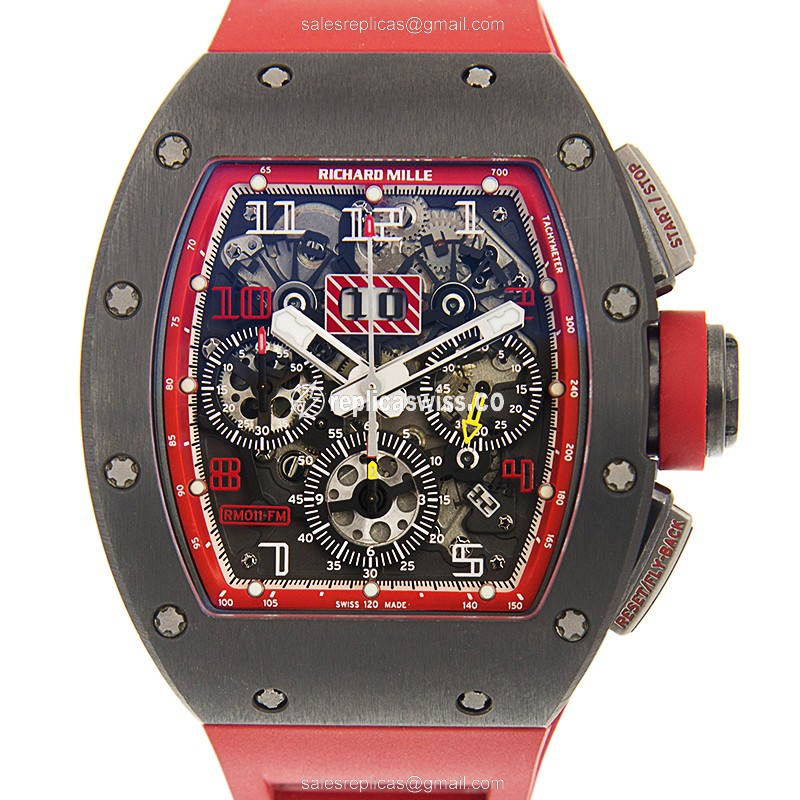 Elegant Richard Mille RM011 AH-TI Automatic Titanium Replica, Grey Dial & Rubber Strap Watch