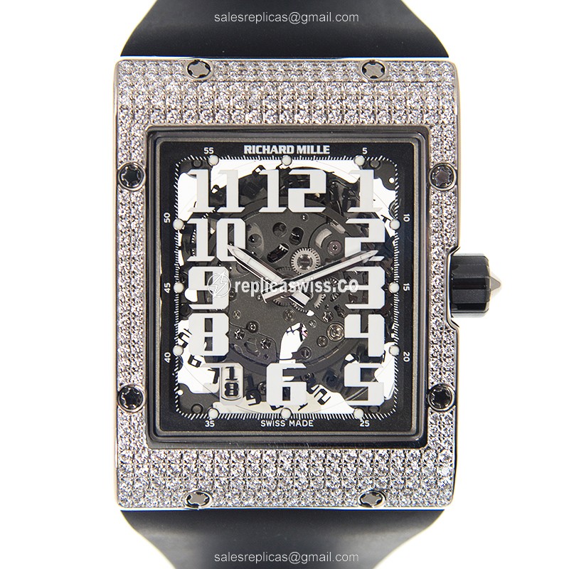 Elegant Richard Mille RM016-AJ Replica in 18kt White Gold, Automatic Movement, Black Crystal