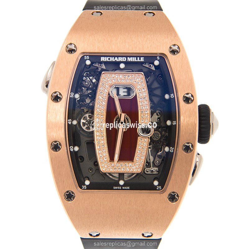 Elegant Richard Mille RM037 Gold Automatic Watch with 18kt Gold Case Ruby Dial