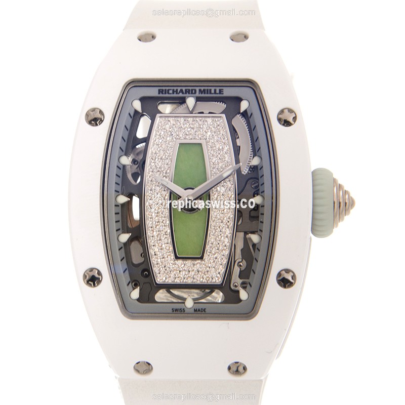 Elegant Richard Mille RM07-01 Jade Lady Replica, Automatic Ceramic Case, Green Dial Watch
