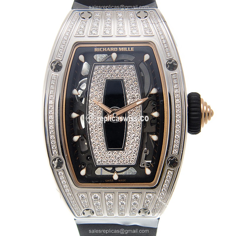 Elegant Richard Mille RM07-010-MED Replica in 18kt White Gold, Automatic Movement, Black Dial