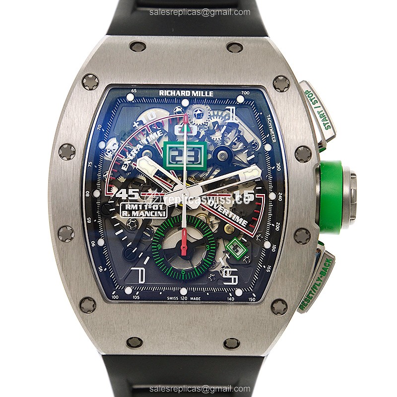 Elegant Richard Mille RM11-01 AN Titanium Replica with Automatic Movement Silver Dial Watch