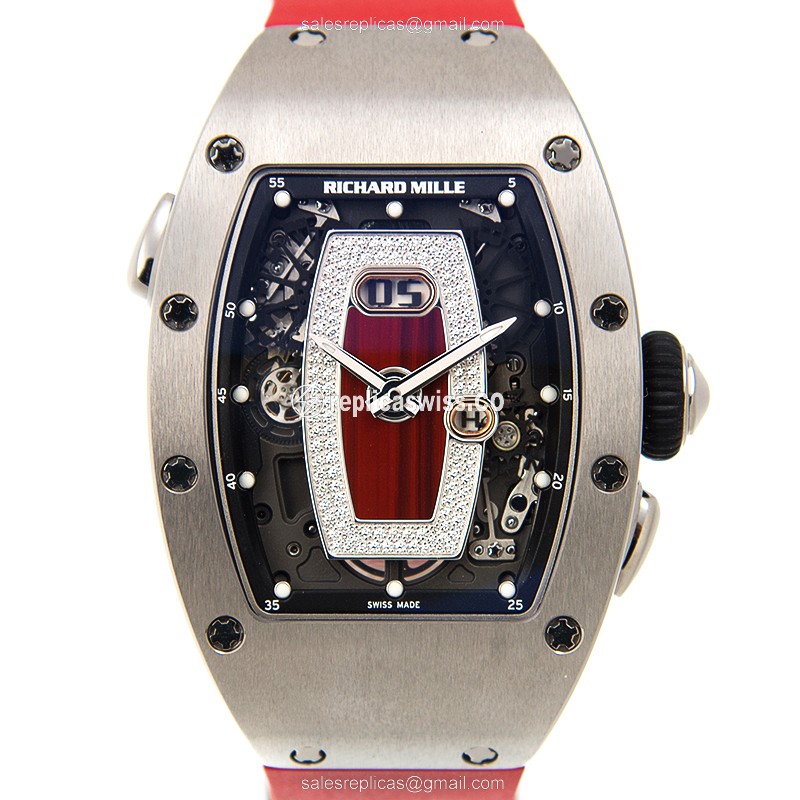 Elegant Richard Mille RM37 Titanium Replica with Automatic Movement Red Dial, Rubber Strap Watch