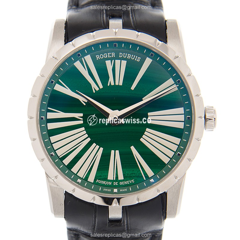 Elegant Roger Dubuis DBEX0518 EXCALIBUR Replica with Automatic Movement Green Dial Watch