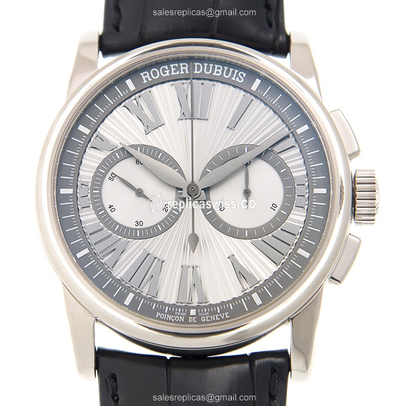 Elegant Roger Dubuis DBHO0567 Hommage Replica, Automatic Movement, 18kt Gold Case, Silver Dial Watch
