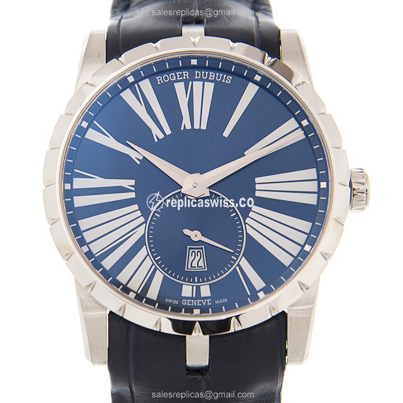 Elegant Roger Dubuis RDDBEX0535 EXCALIBUR Replica Watch | Automatic Movement, Blue Dial & Leather