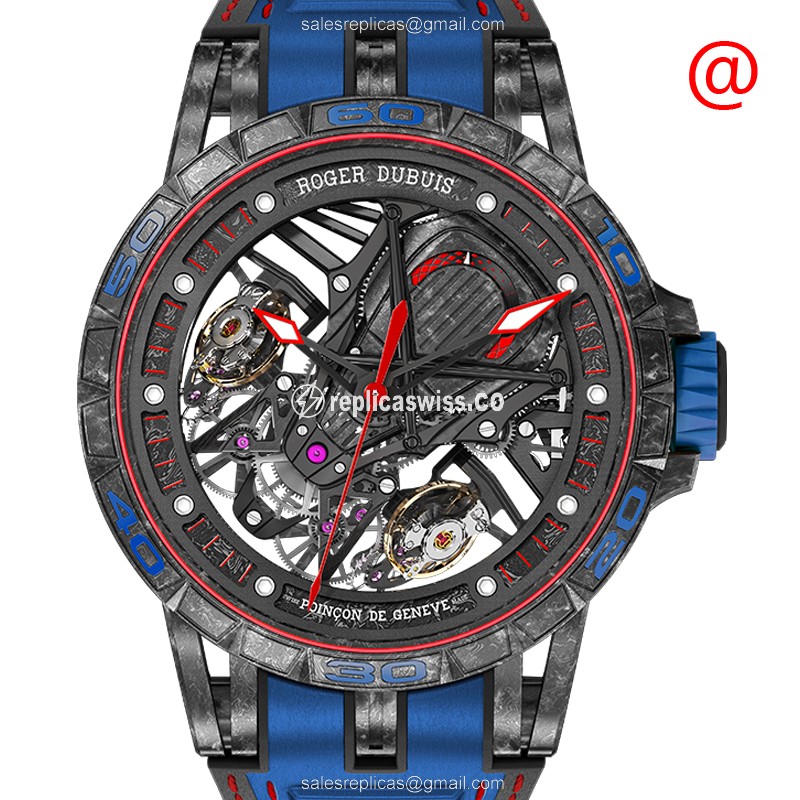 Elegant Roger Dubuis RDDBEX0686 Excalibur Spider Replica with Manual Wind Carbon Fiber Case