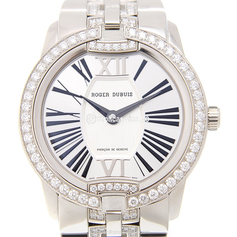 Elegant Roger Dubuis RDDBVE0001 Replica Watch | Automatic Movement | Silver Dial & 18kt Gold Strap