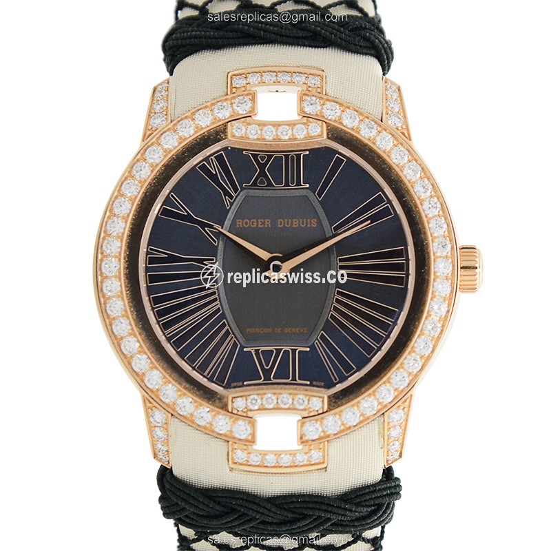 Elegant Roger Dubuis RDDBVE0015 Replica in 18kt Rose Gold, Automatic Movement, Black Velvet