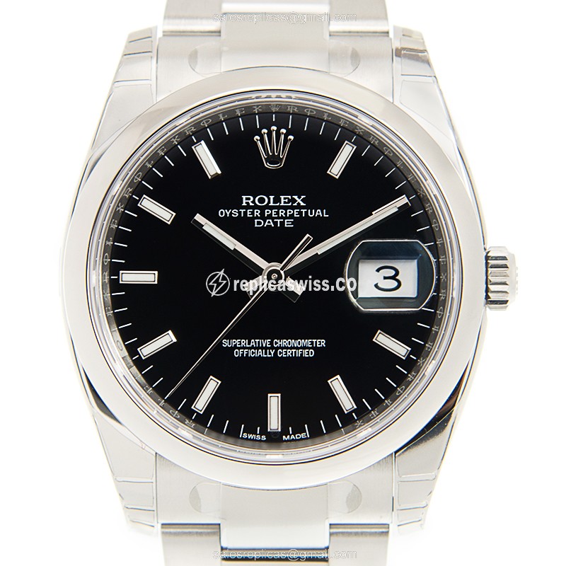 Elegant Rolex 115200BK_O OYSTER PERPETUAL Replica, Automatic Movement, Black Dial & Stainless Steel